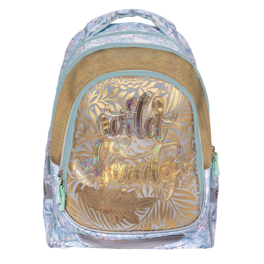 Ghiozdan anatomic, clasele primare, inscriptie WILD BEAUTY, compartiment principal si secundar, 41 cm - imagine 4